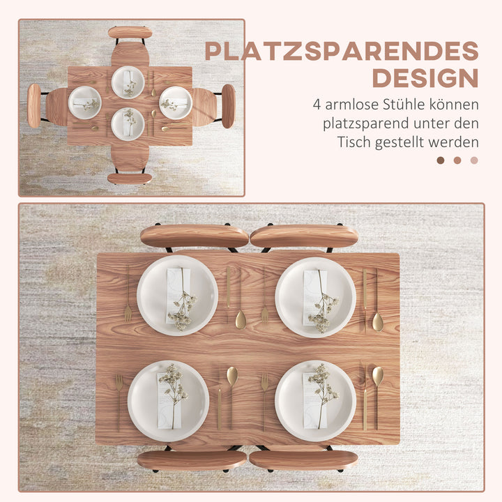 Spisebordsæt med stole spisebord, industrielt design, 110 cm x 70 cm x 75 cm, brun