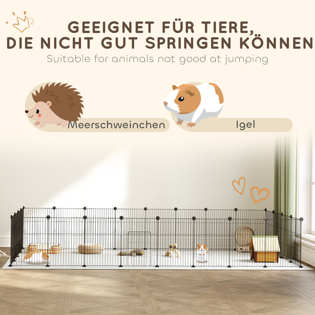 Bur til små dyr, udendørs indhegning, modulært design, 0,72 m², stål, sort