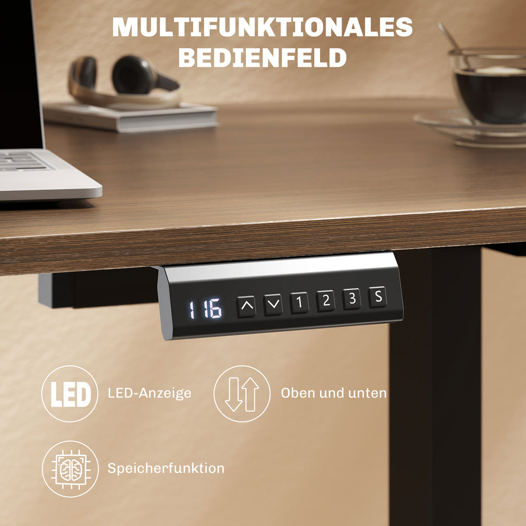 Elektrisk skrivebordsstel, højdejusterbart, med hukommelsesfunktion, stål, sort