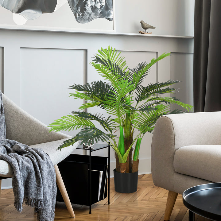 Kunstig palme, 1 m, realistiske grene, dekorativ plante, plastik, med potte, brun+grøn