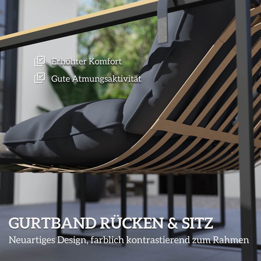 4-Delt havemøbelsæt, udendørsmøbelsæt, 2 lænestole, 2-personers sofa, 1 bord, polstret, stål, polyester, grå