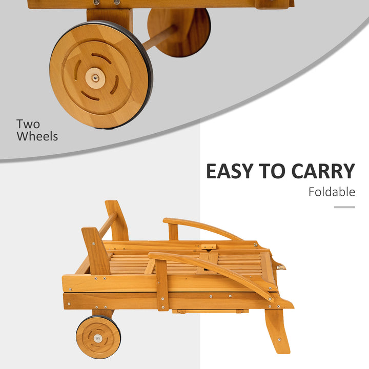 Solseng i træ, foldbar haveliggestol med sidebord, rulle, 4-vejs justerbar ryglænd - identical and OOS