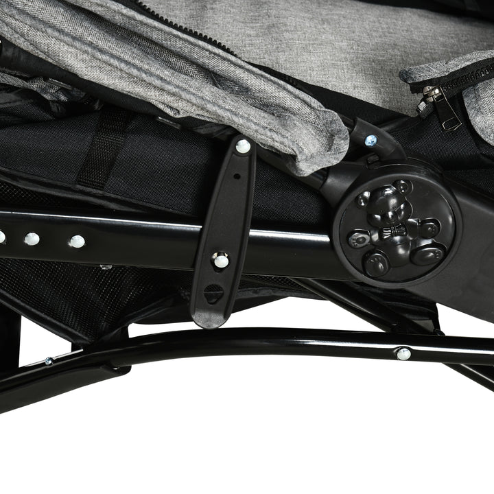 Hundevogn katteklapvogn kæledyrsklapvogn med 3 hjul sammenklappelig hundekat oxford grå+sort 109,5 x 57,5 x 106,5 cm