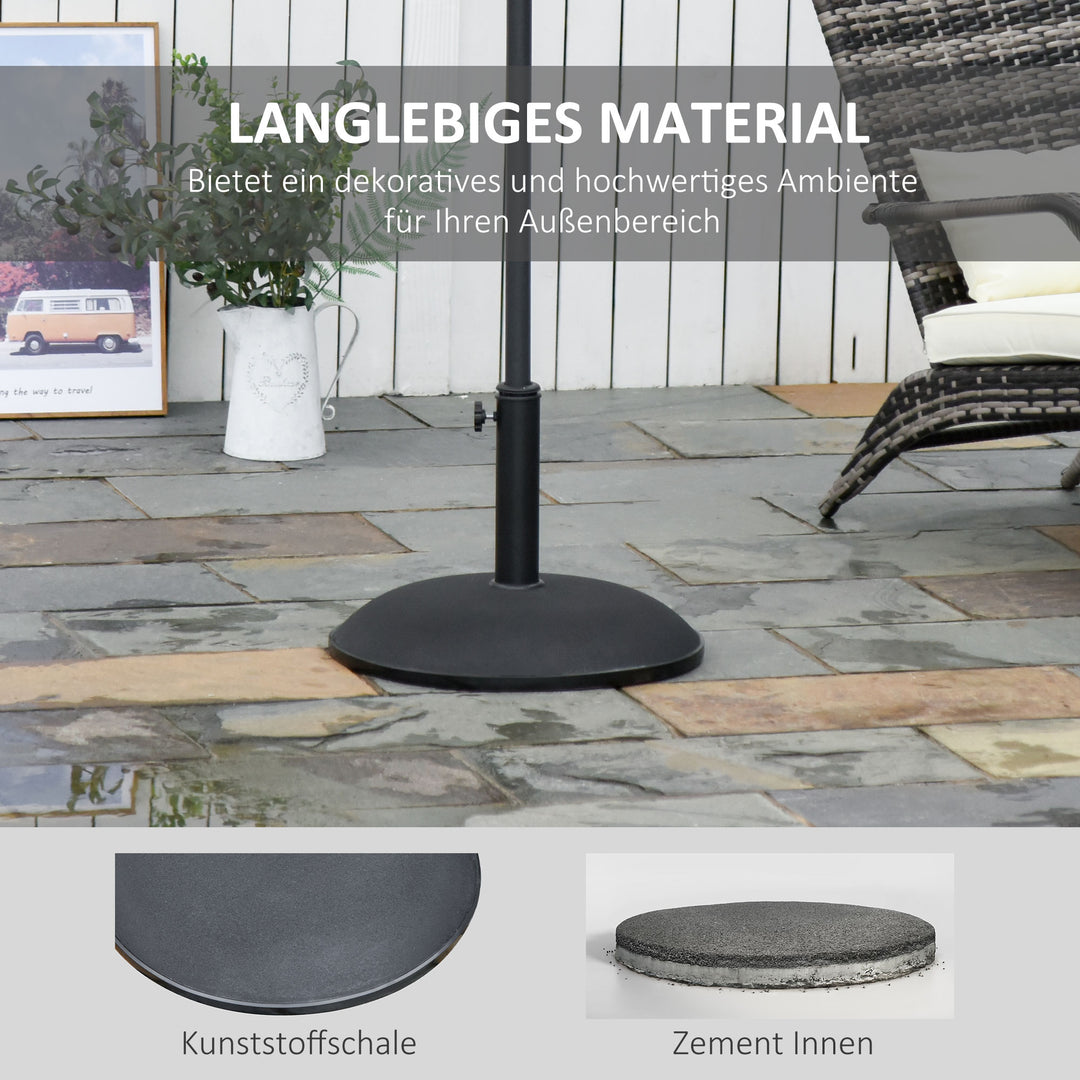 Paraplystativ, parasolstativ, 3 adaptere, justerbar, cement, 25 kg, sort