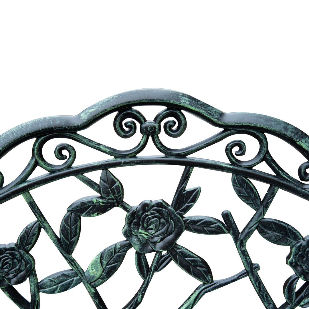 2-Personers havebænk, robust parkbænk med ryglæn, bænk med en lasteevne på 240 kg, havemøbler, 100 x 54 x 78 cm, antikgrøn