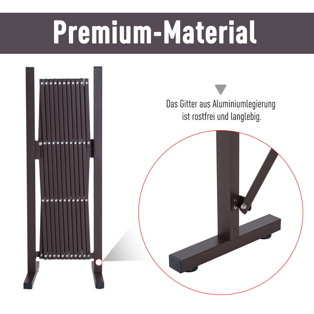 Sakselågebarrier sakselbarrier udtrækkelig 35-300cm havealuminium brun h103,5cm