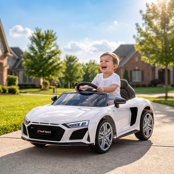 Elbil til børn Audi R8 12V fjernbetjening til børnebil hvid