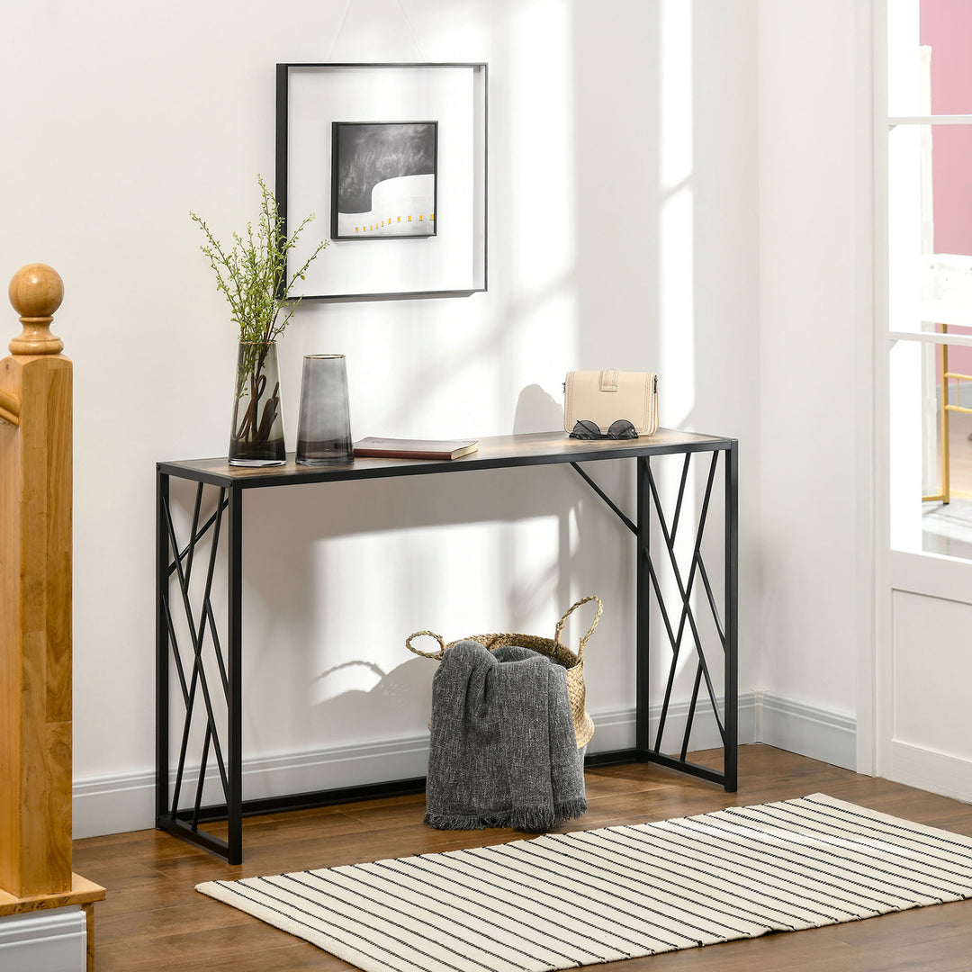 Konsolbord, entrebord, industridesign, robust metalramme, 120 x 35 x 75 cm