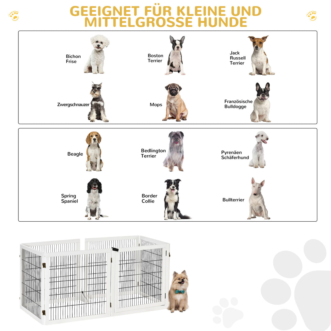 Foldbar hundegitter, 432 x 36 x 70 cm, fyrretræ, hvid