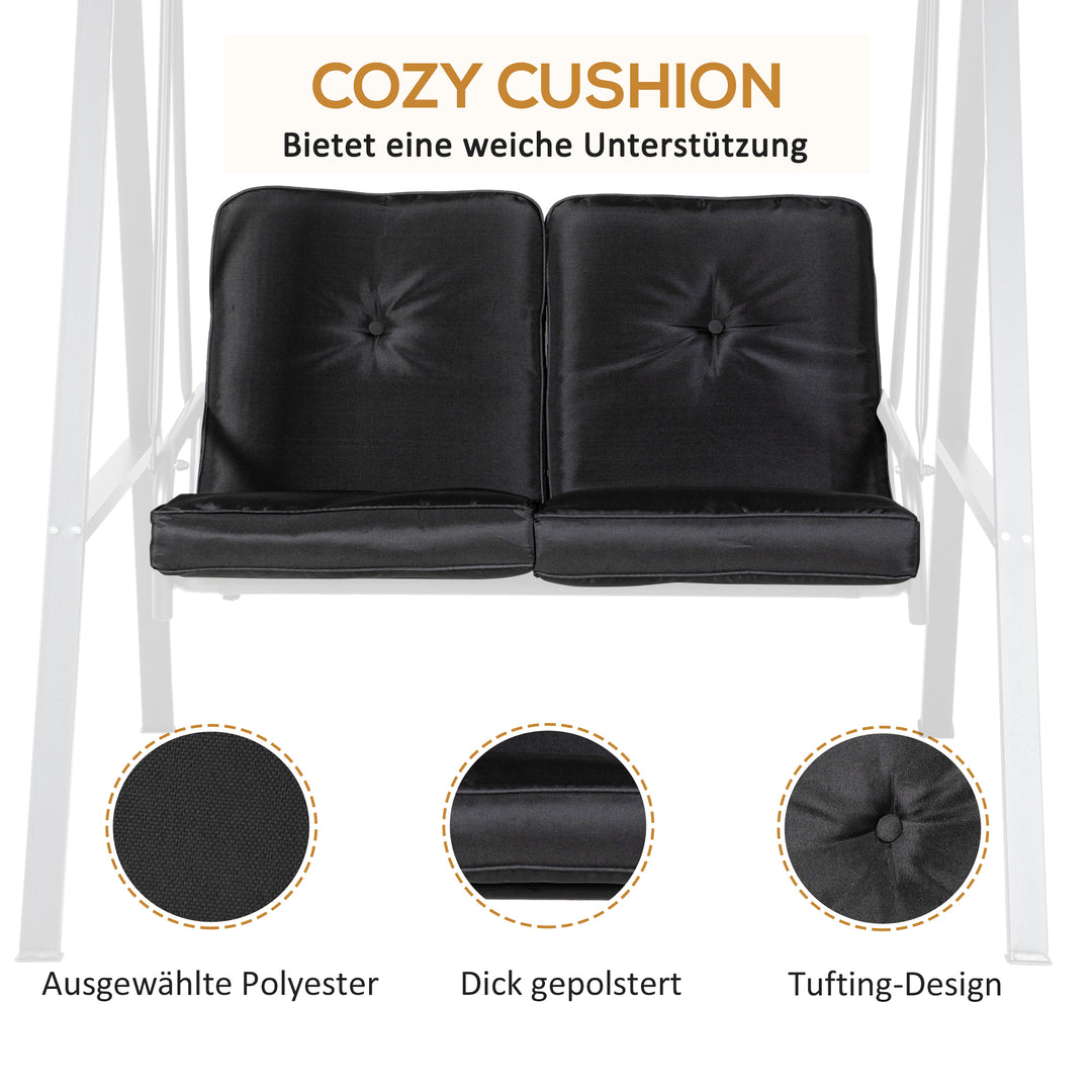 Hollywood gynge, 2-personers havegynge med justerbar baldakin, lasteevne op til 220 kg, 145 x 116 x 172 cm, sort