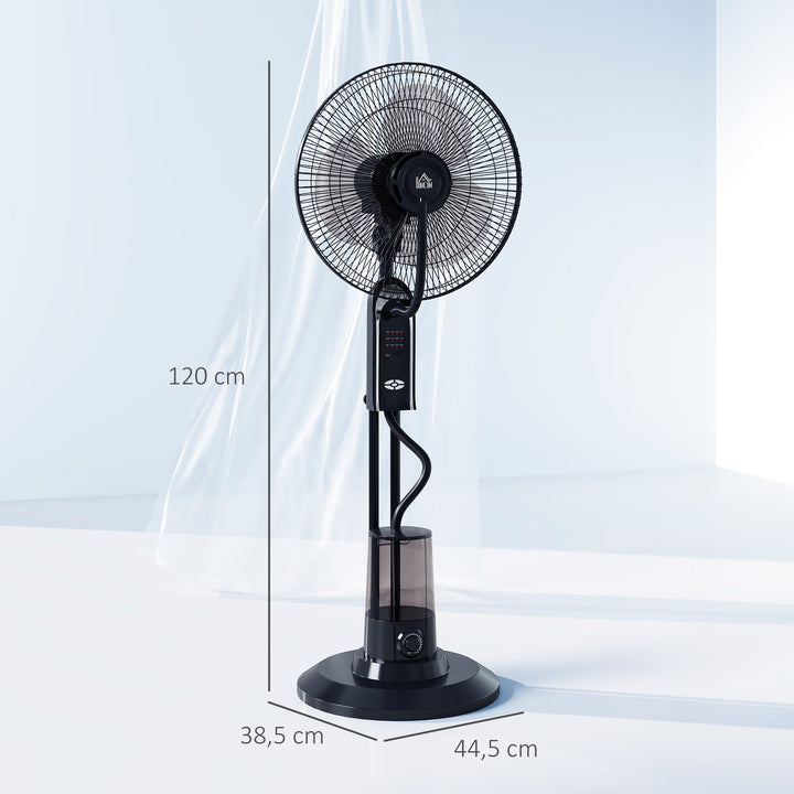Vandkølet ventilator med luftfugter, 10° vipbar, 70° oscillerende, 3 hastighedsindstillinger, 75W, sort