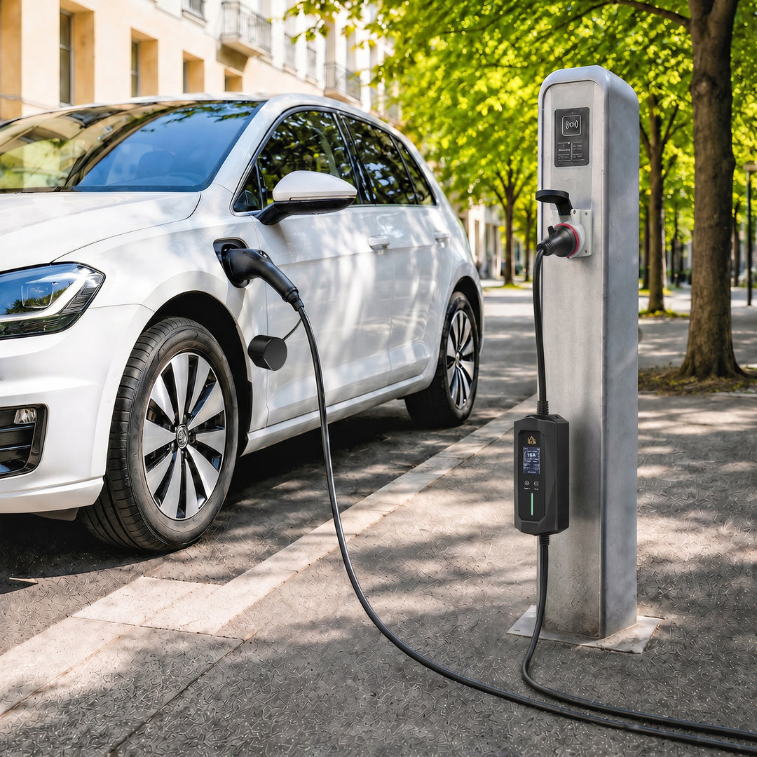 Mobil vægboks 11kW 8m Type 2 CEE 6-16A til Type 2 IP65 til elbiler med hybridladning