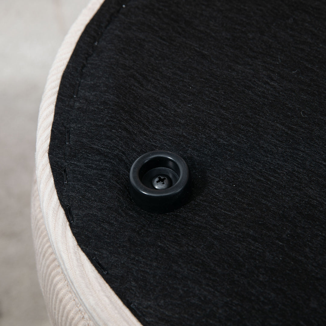 Fodskammel, sæt med to, med opbevaringsplads, blød polstring, betræk i corduroy look, cremehvid, 40 x 40 x 41 cm