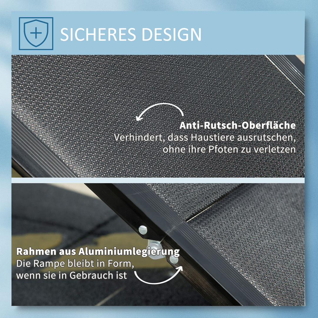 Kæledyrsrampe, sammenklappelig, skridsikker, hunde op til 40 kg, 158 cm x 43,5 cm x 2,5 cm, sort