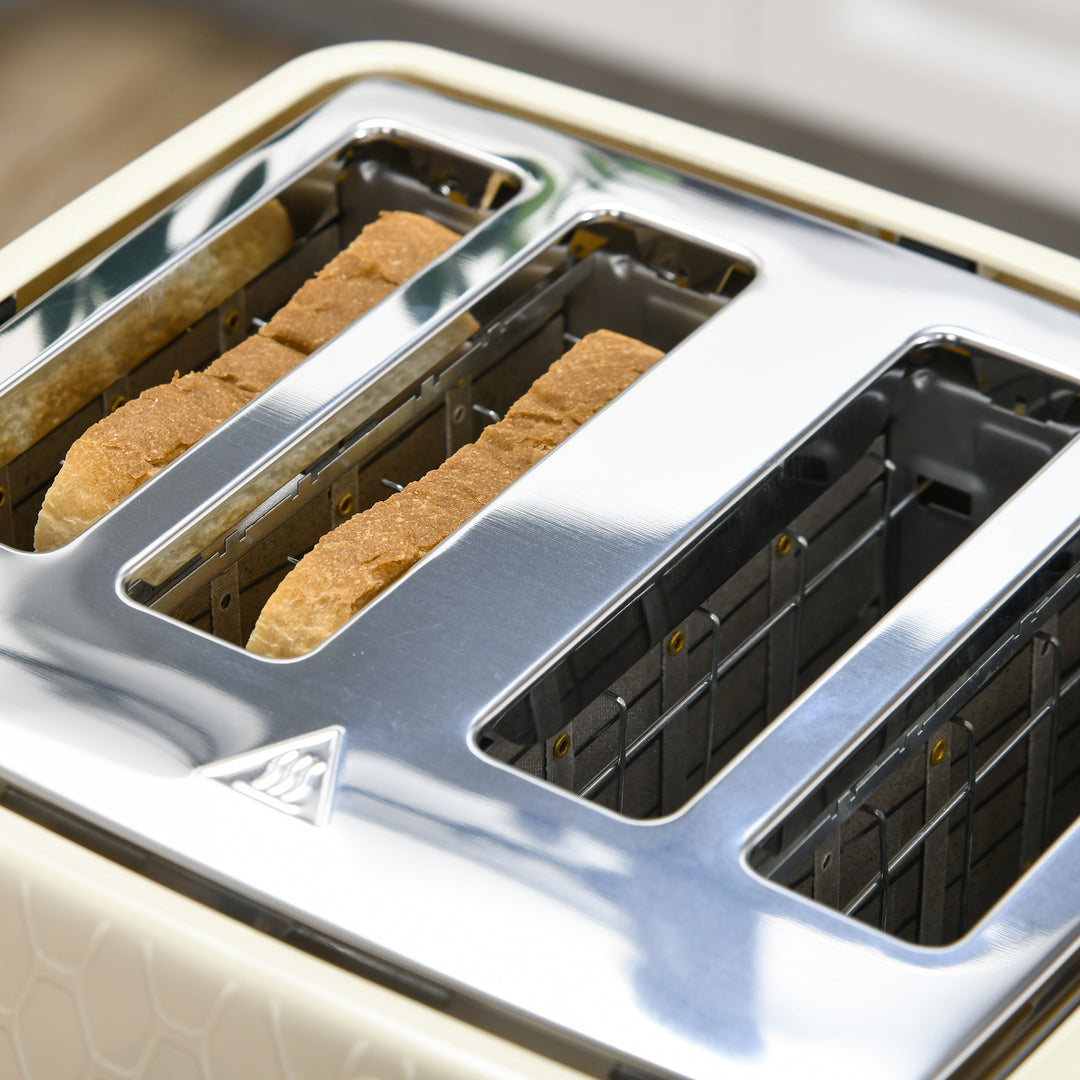 2-I-1 køkkensæt, brødrister og elkedel, flere muligheder, 1,7 l, 4 skiver ristet brød ad gangen, plastik, beige