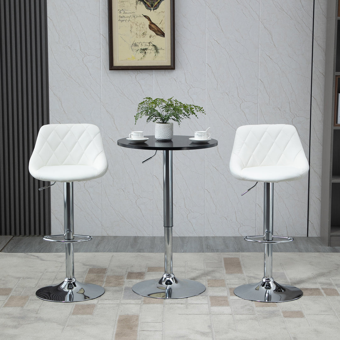 Moderne rundt barbord, spisebord med 360° drejelig base, højdejusterbart bistrobord, ståbord, køkkenbord, stål, sort, Ø61 x 70-90 cm