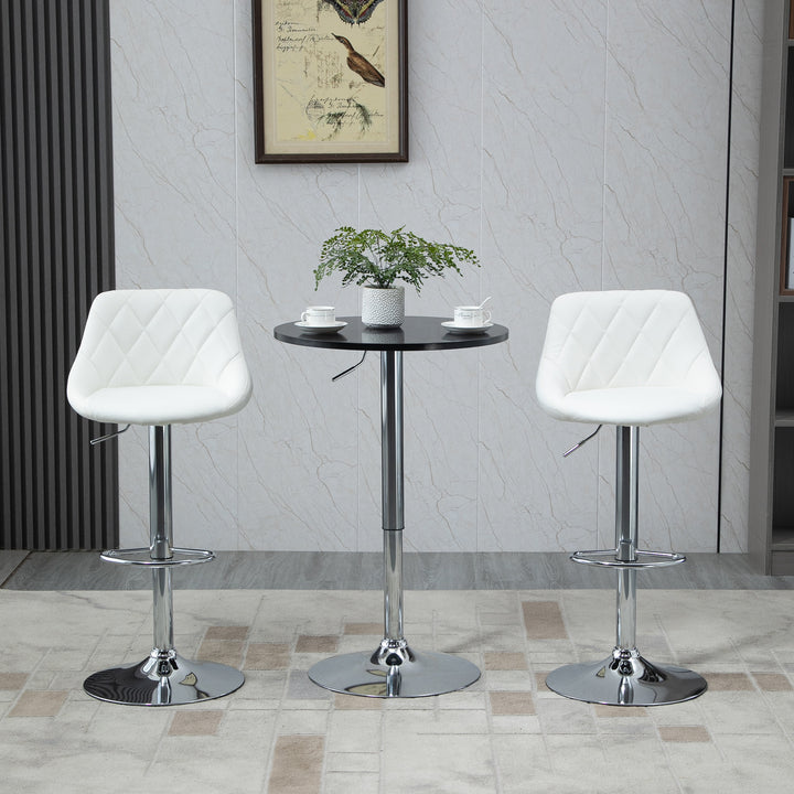 Moderne rundt barbord, spisebord med 360° drejelig base, højdejusterbart bistrobord, ståbord, køkkenbord, stål, sort, Ø61 x 70-90 cm