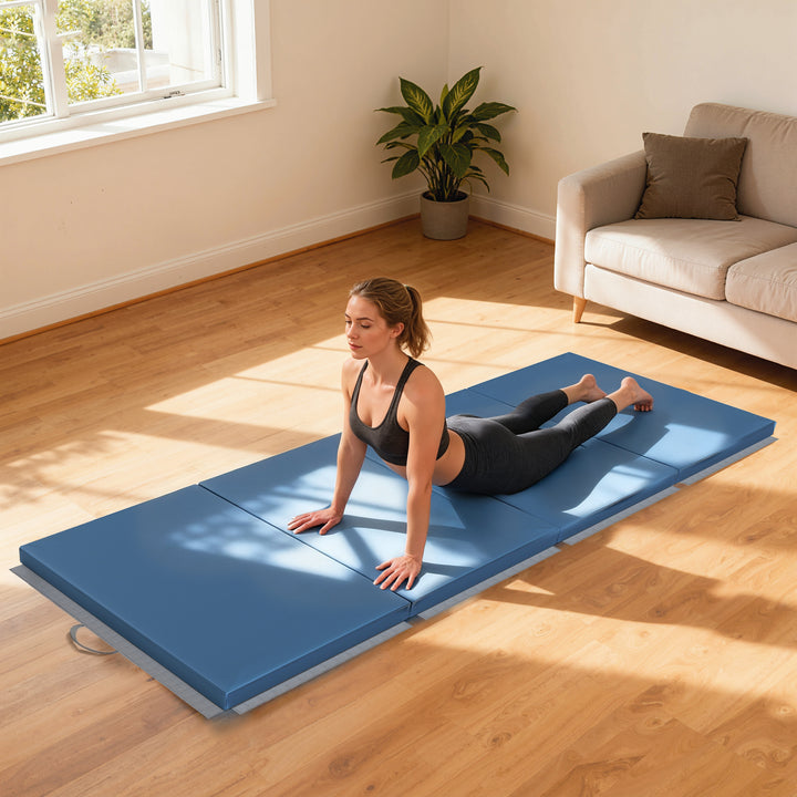 Træningsmåtte, foldbar fitnessmåtte, 240 x 120 x 5 cm, lyseblå
