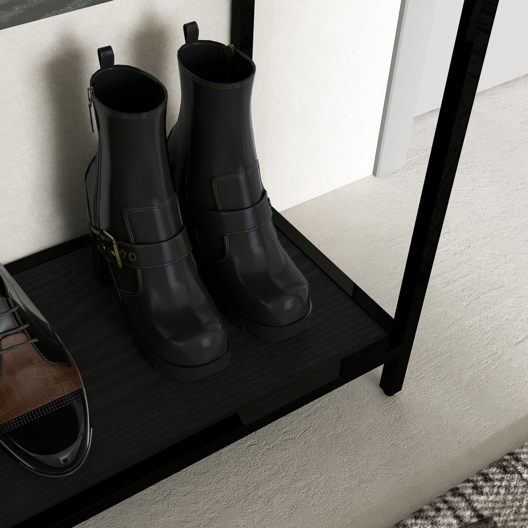 Konsolbord med 2 hylder, entrebord, entrekonsol, sort