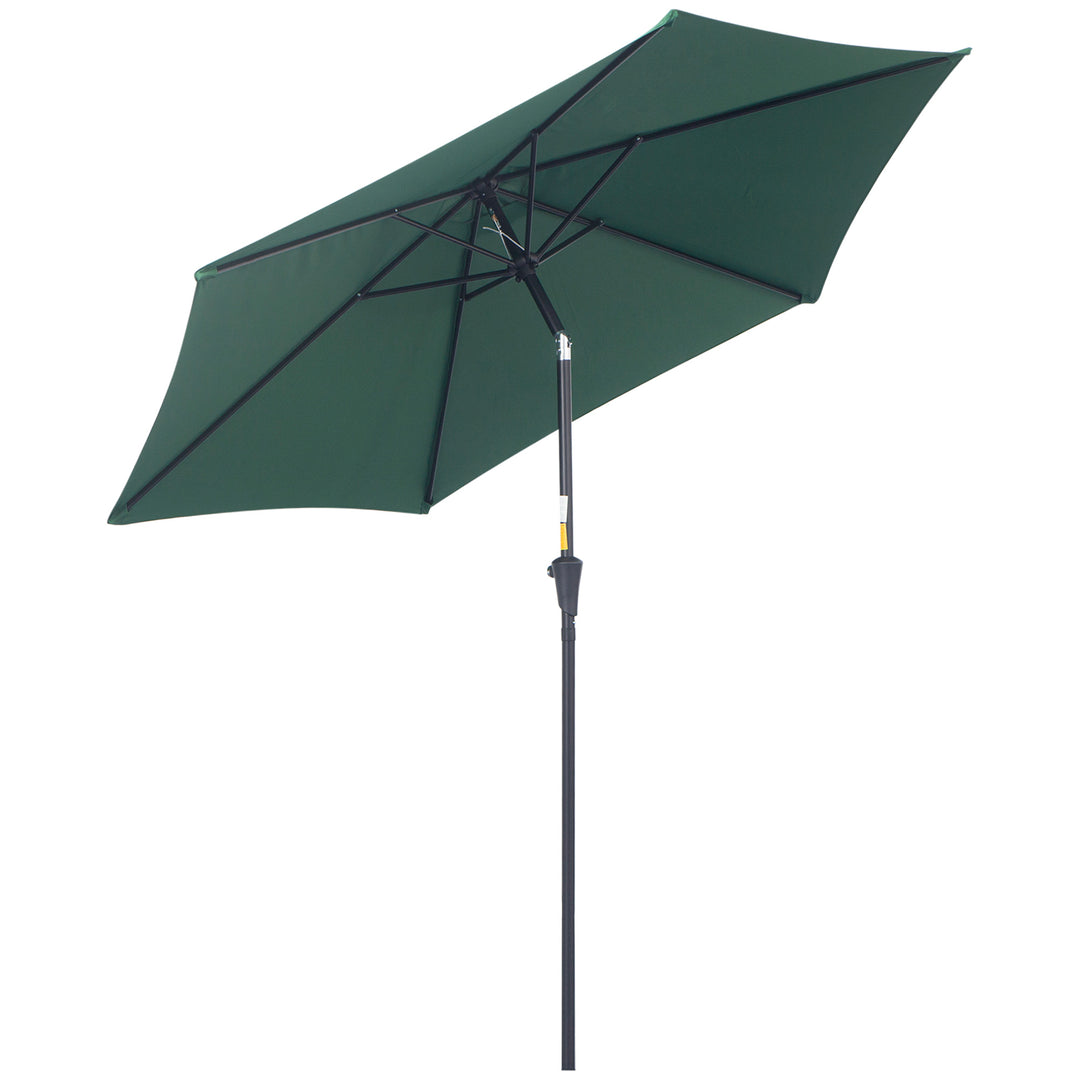 Sammenklappelig parasol, haveparasol, markedsparasol med håndsving, aluminium, 180 cm, polyester, mørkegrøn, Ø2,6 x 2,35 m