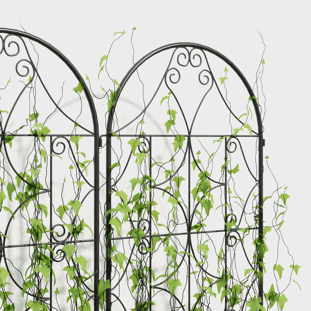 Metal trellis sæt med 2 til stikkontakt, rustfri, klatrehjælp til klatreplanter, 50x150 cm, sort