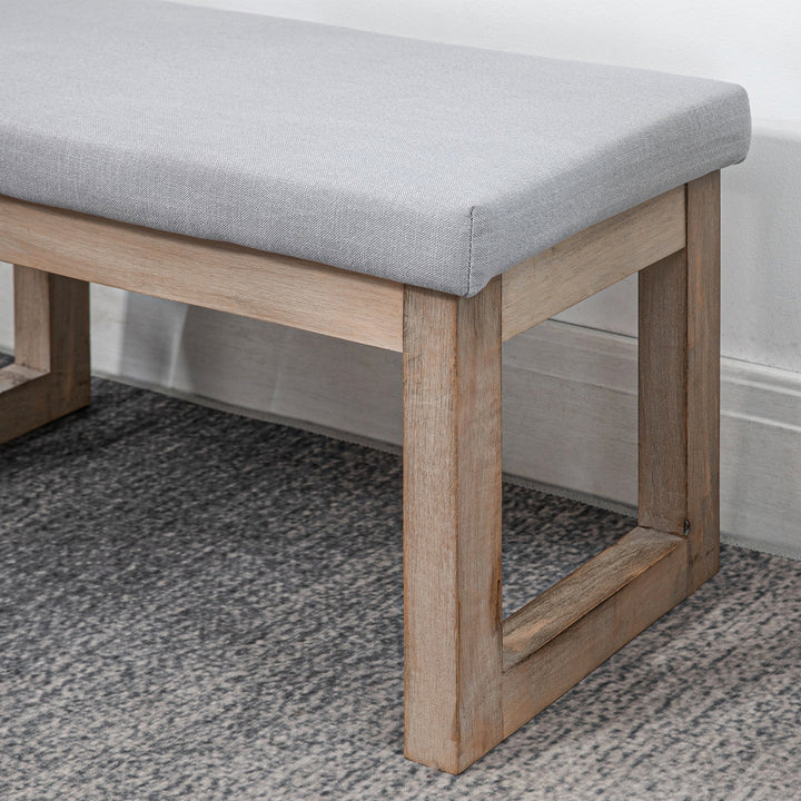 Fodskammel i skandinavisk design, sædeskammel, fodskammel, 68 cm x 38 cm x 42 cm, grå + natur