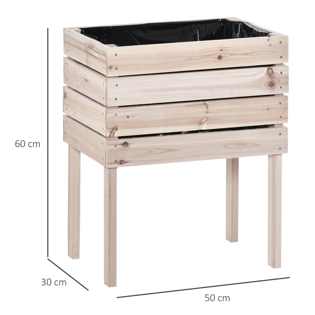 Højbed/plantekasse, vejrbestandig, massivt træ, 50 cm x 30 cm x 60 cm, naturlig