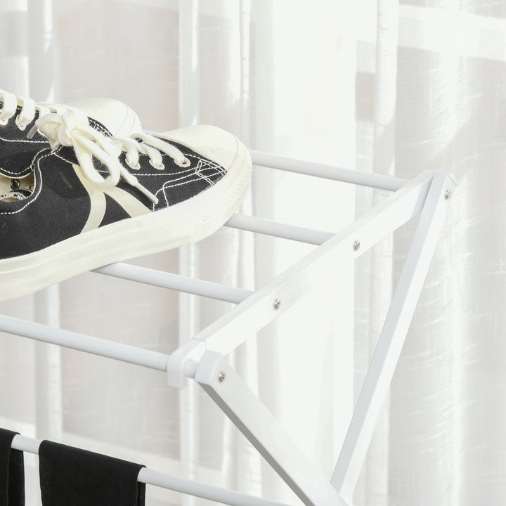 Sammenklappelig tørrestativ med 8 etager tørrestativ tørretumbler tørrestativ tørrestativ metal plastik hvid 74 x 35 x 144 cm