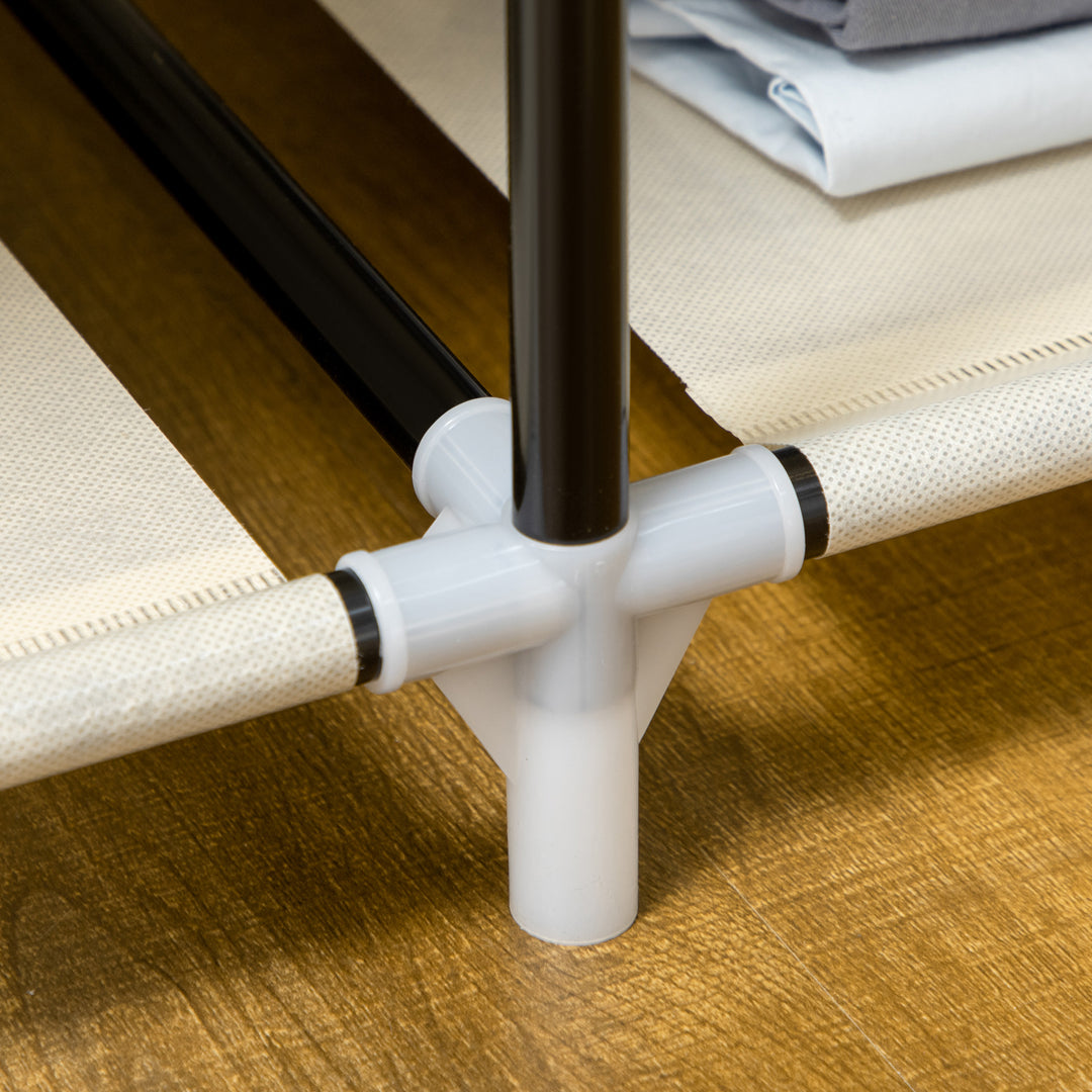 Stofgarderobe, opbevaringsløsning, 6 hylder, 1 bøjlestang, beige