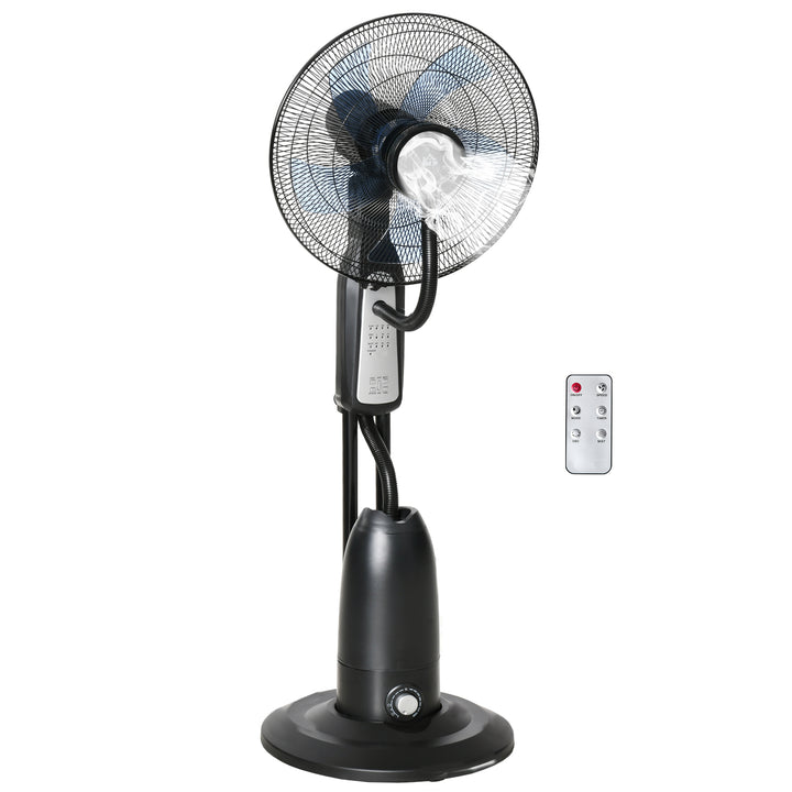 Sokkelventilator/luftfugter med 2,8L tank, 3 tilstande, fjernbetjening, bærbar, sort, Ø44,5 x 120 cm