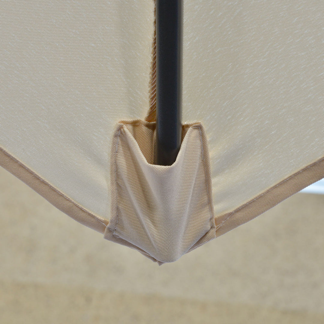 Fritstående parasol Ø293cm, solskærm med sidegreb, krydsfod, vindtæt, vandafvisende, cremehvid