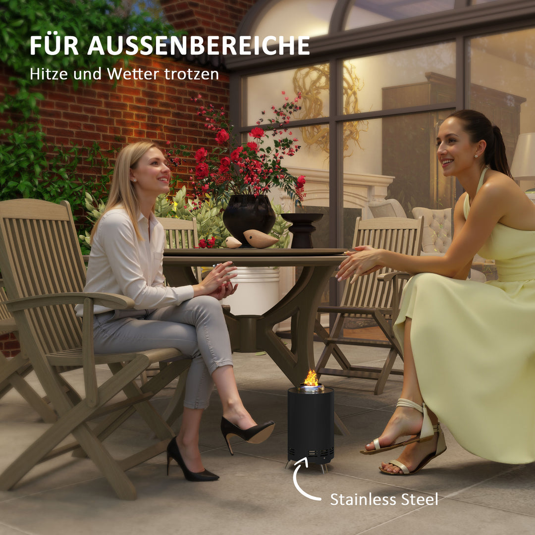 Bålfad 16x25cm lavet af rustfrit stål bålfad med poker røgfri bålfade sort