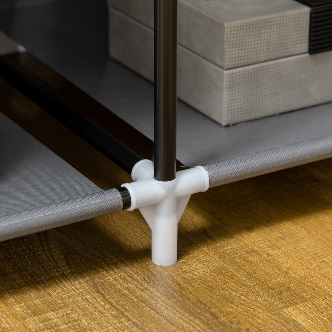 Stofgarderobe, opbevaringsløsning, 6 hylder, 1 bøjlestang, mørkegrå