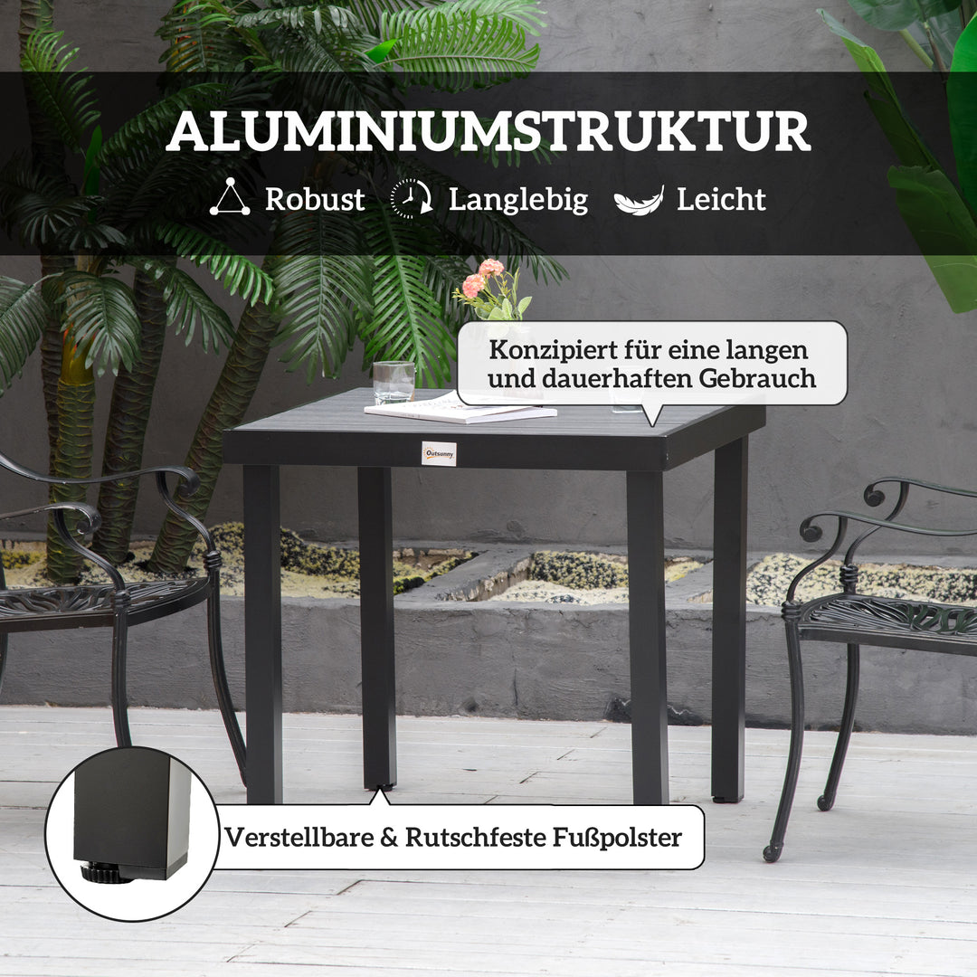 Havebord til 4 personer, spisebord, aluminiumsbord, havemøbler, loungemøbler, letplejelig plastik, sort, 78 x 78 x 74 cm