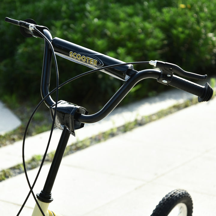 Børneløbehjul fra 5 år, løbehjul, city scooter, børne-sparkbræt med 12-tommer luftdæk, gummi, aluminium, beige, 120 x 58 x 85-95 cm