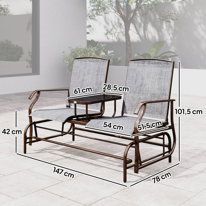 Havebænk, gyngestol, sæde, gyngebænk, havestol med bord, gyngebænk, 2-personers