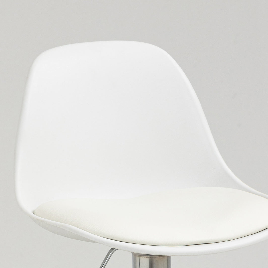 Sæt med 2 barstole, drejestole med ryglæn, højdejusterbar, lasteevne op til 120 kg, 38 x 42 x 82-104 cm, hvid