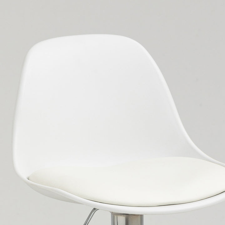 Sæt med 2 barstole, drejestole med ryglæn, højdejusterbar, lasteevne op til 120 kg, 38 x 42 x 82-104 cm, hvid