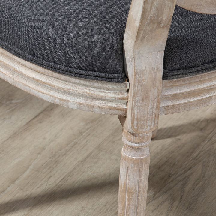 Køkkenstole i sæt med 2, blødt polstrede, vintage design, rattan look, grå