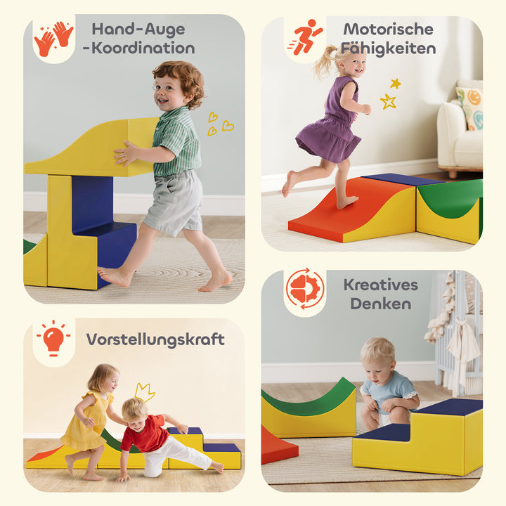 3-delt klatre- og kravlesæt til småbørn, kunstlæder, skum, gul