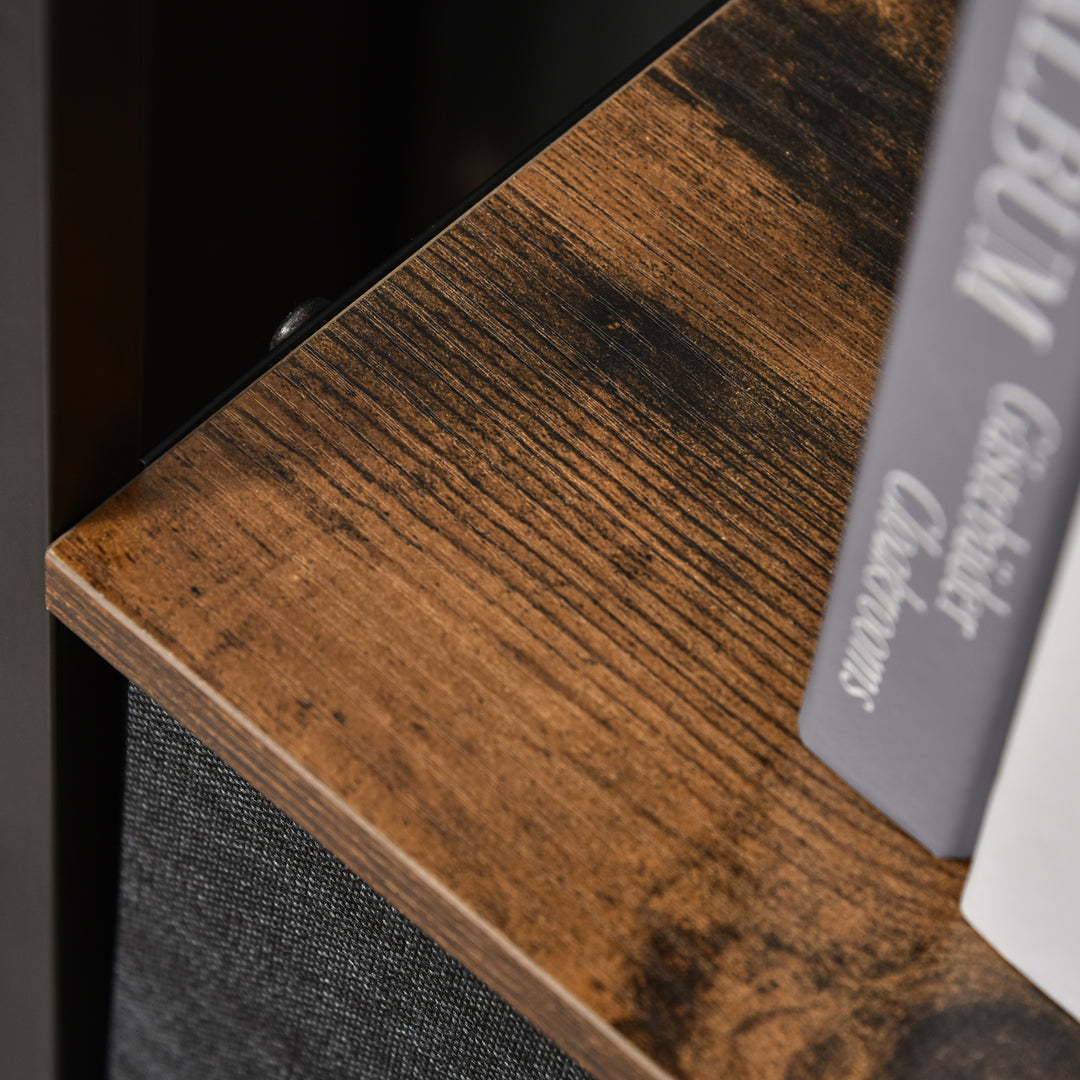 Kommode med 3 skuffer i linned med hyldegreb, sort