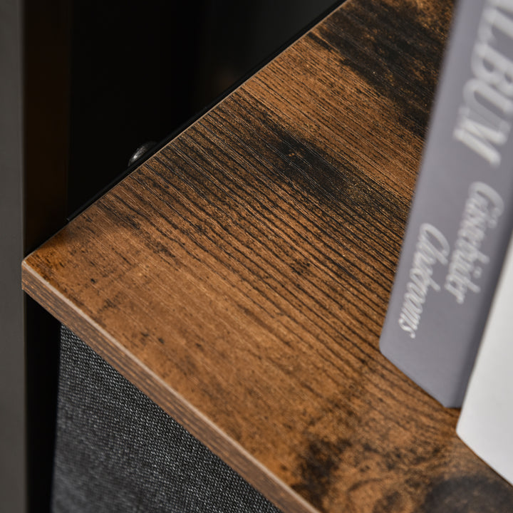 Kommode med 3 skuffer i linned med hyldegreb, sort