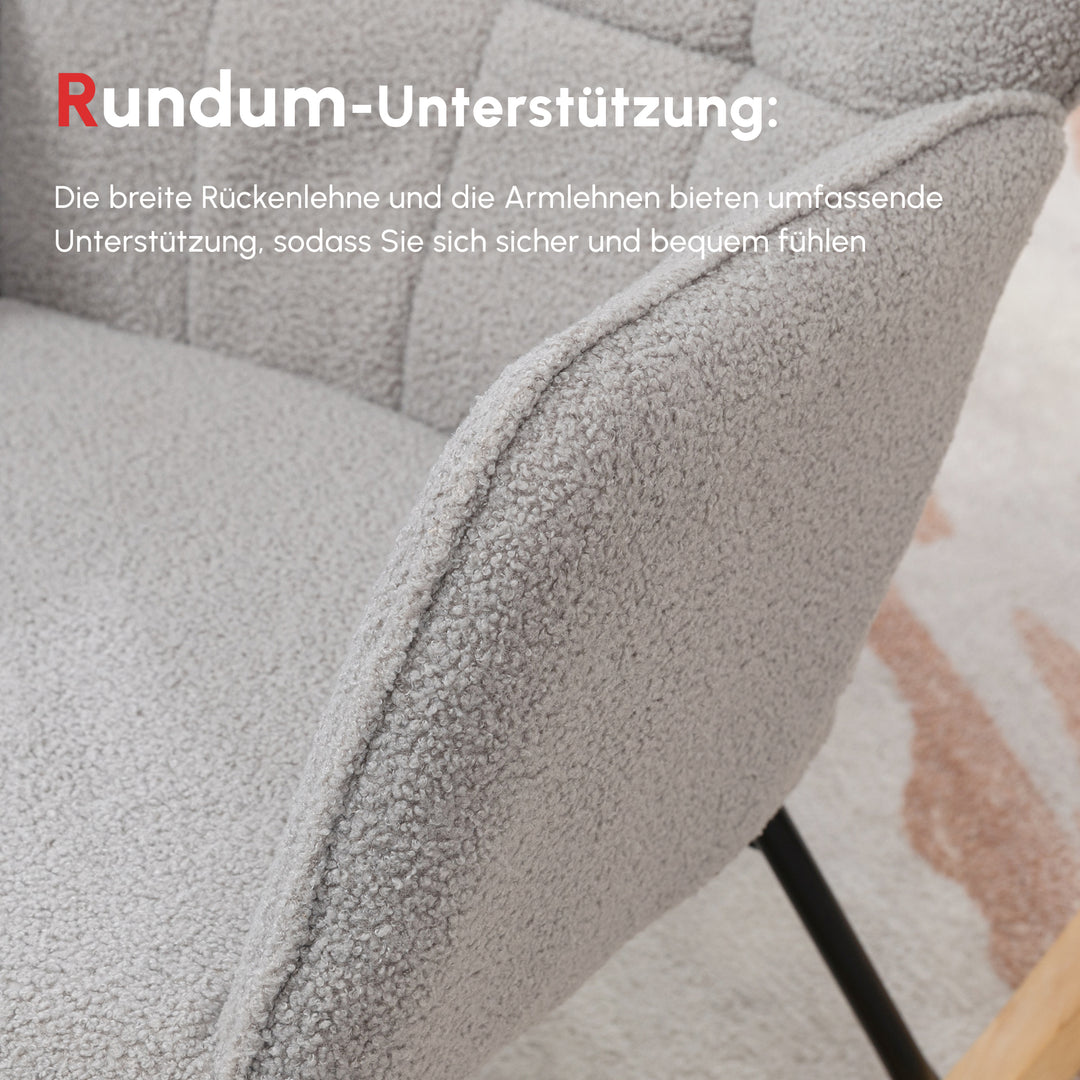 Retro gyngestol, massivt træ, gyngestol, 71 cm x 92 cm x 101 cm, lysegrå