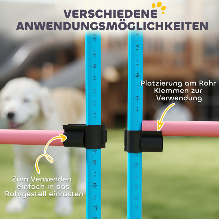 Agilitysæt til hunde, 4-delt, højdejusterbart agilityudstyr med 4 forhindringer, bæretaske, 99 x 65 x 94 cm, lyseblå