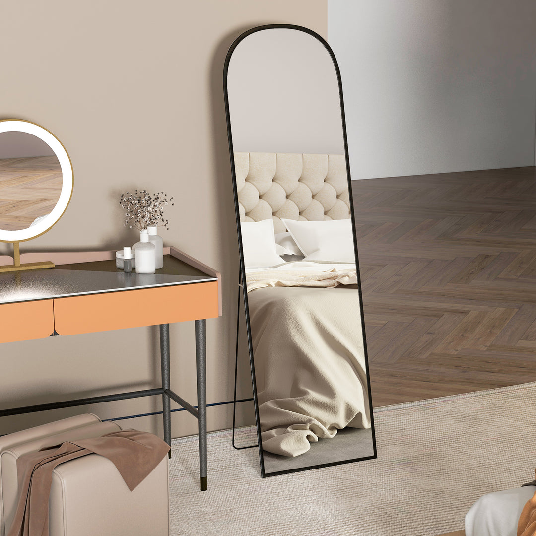 Stående spejl, helkropsspejl, moderne design, 50 cm x 1,5 cm x 161,5 cm, sort