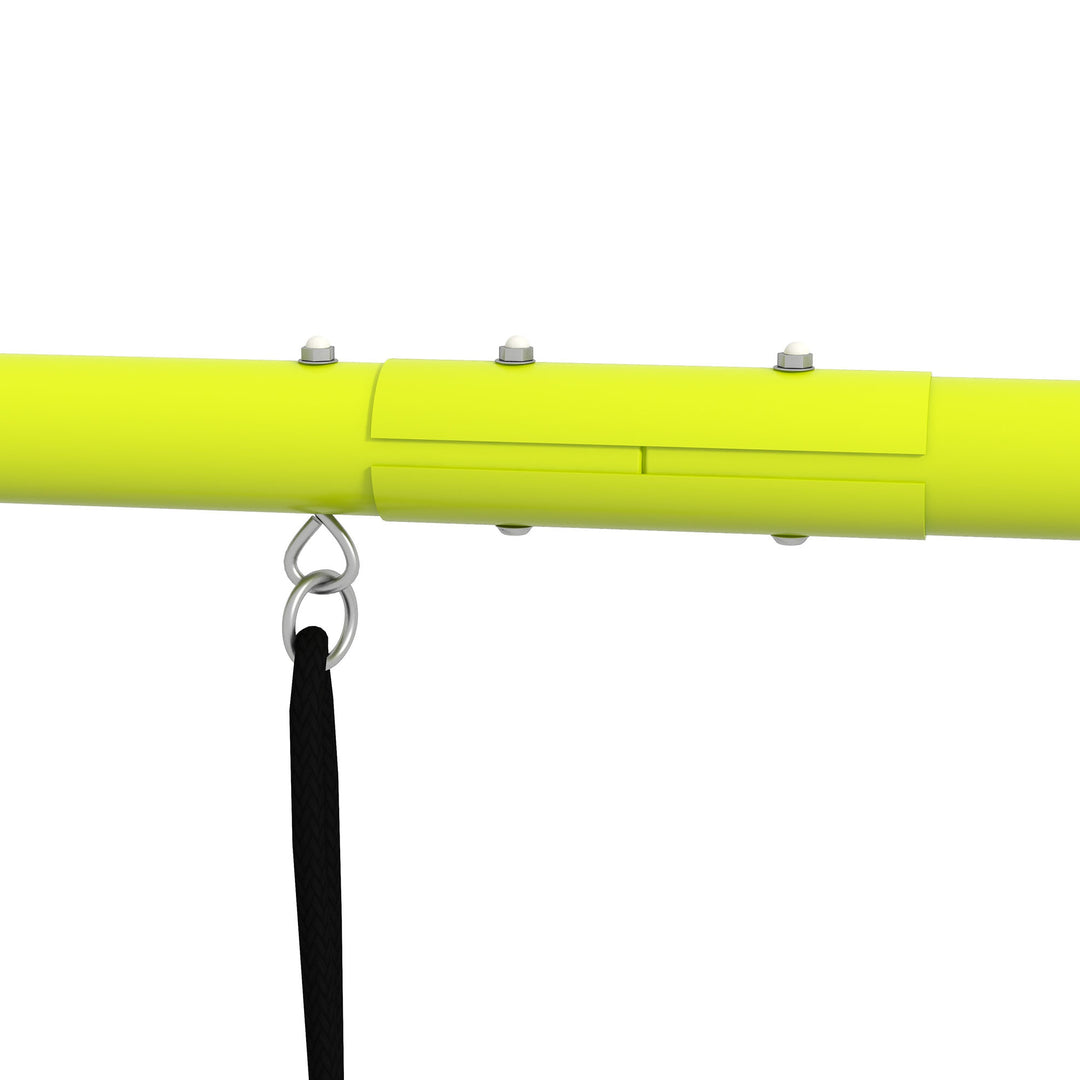 Børnegyngesæt, med klatrenet og stige, til børn 3-8 år, stålramme, grøn