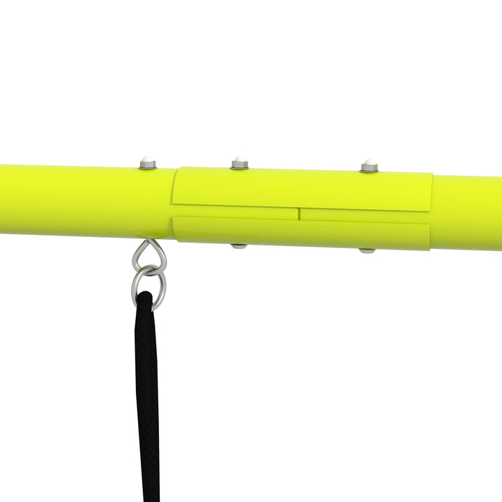 Børnegyngesæt, med klatrenet og stige, til børn 3-8 år, stålramme, grøn