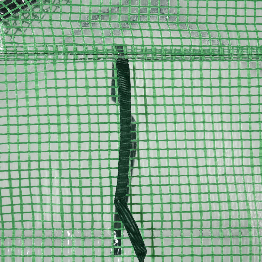 Plastikdrivhus, walk-in drivhus med 8 hylder, tomatdrivhus, drivhus, kold ramme med dør, grøn stål, pe-plast, 143 x 138 x 195 cm