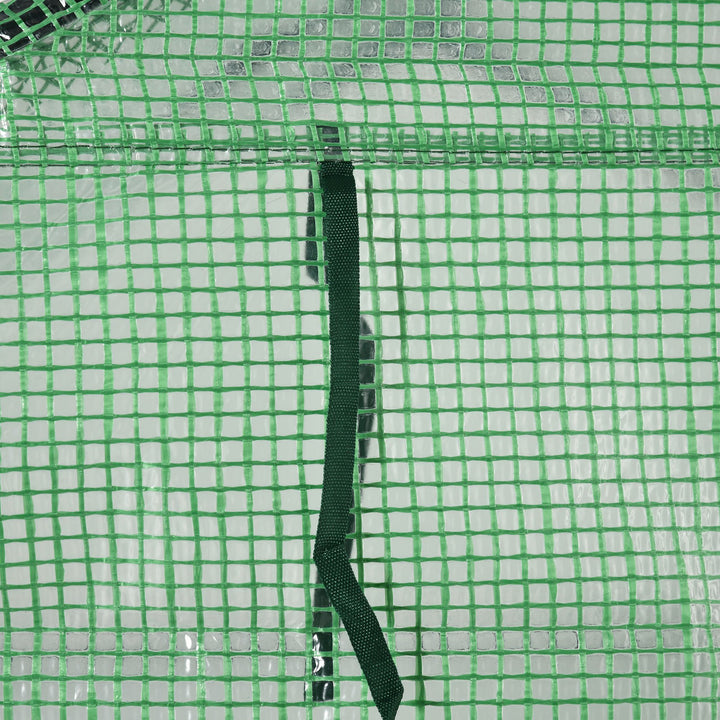 Plastikdrivhus, walk-in drivhus med 8 hylder, tomatdrivhus, drivhus, kold ramme med dør, grøn stål, pe-plast, 143 x 138 x 195 cm