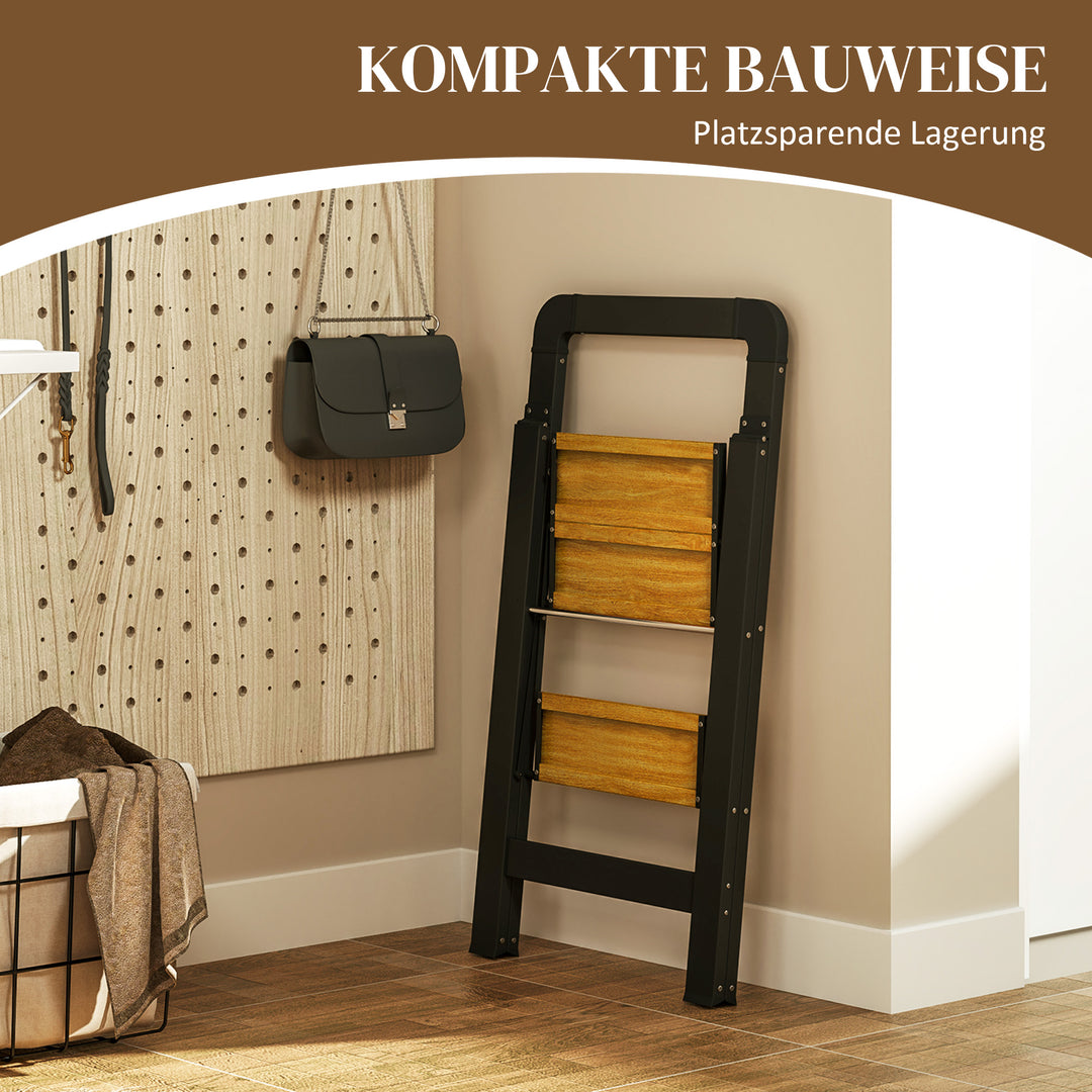 2-Trins metalstige med skridsikker platform, sort